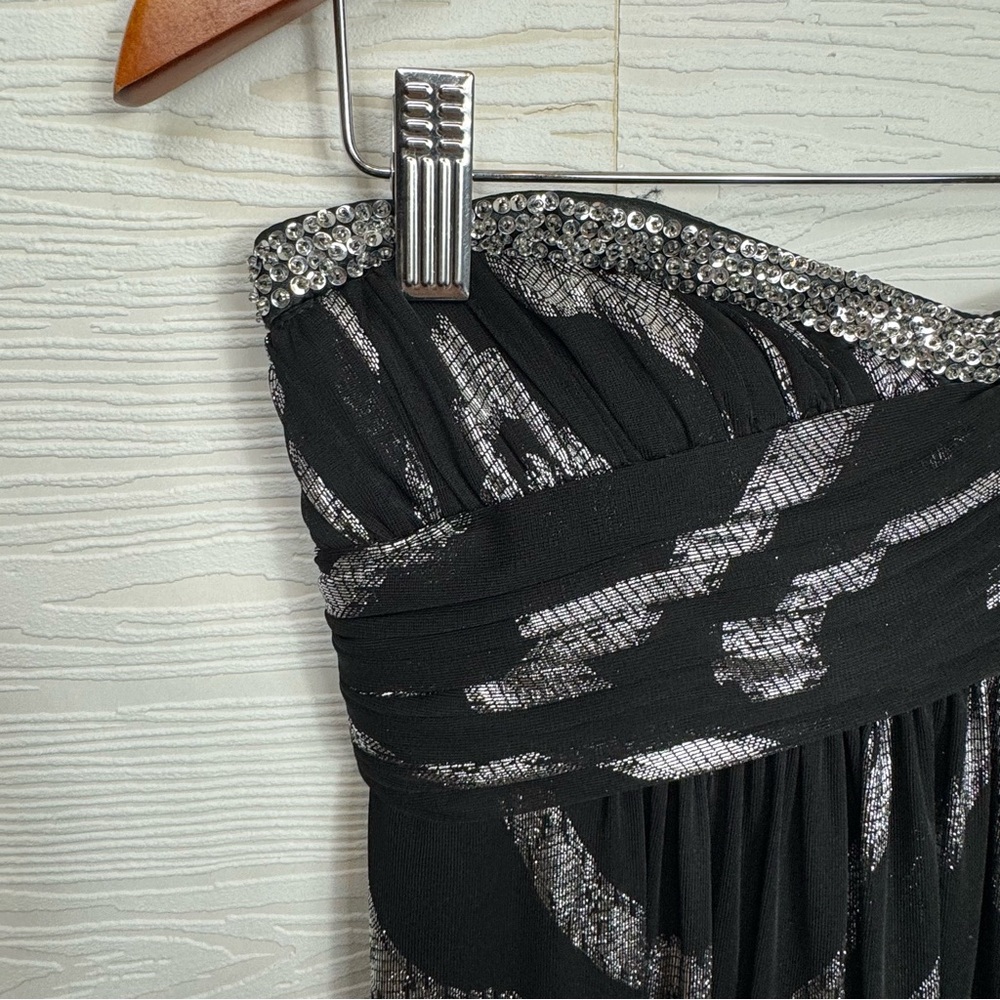 Oleg Cassini Elegant Black and White Strapless‎ Maxi Dress - Picture 4 of 10